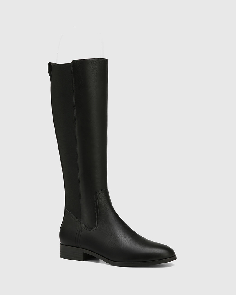 Chilliana Black Tumbled Leather Long Boot | Wittner