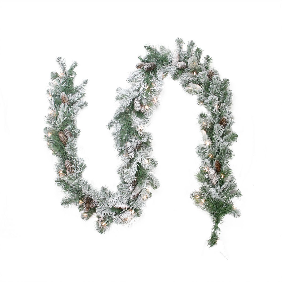 Northlight 9' x 8" Pre-lit Flocked Victoria Pine Artificial Christmas Garland - Clear Lights | Target