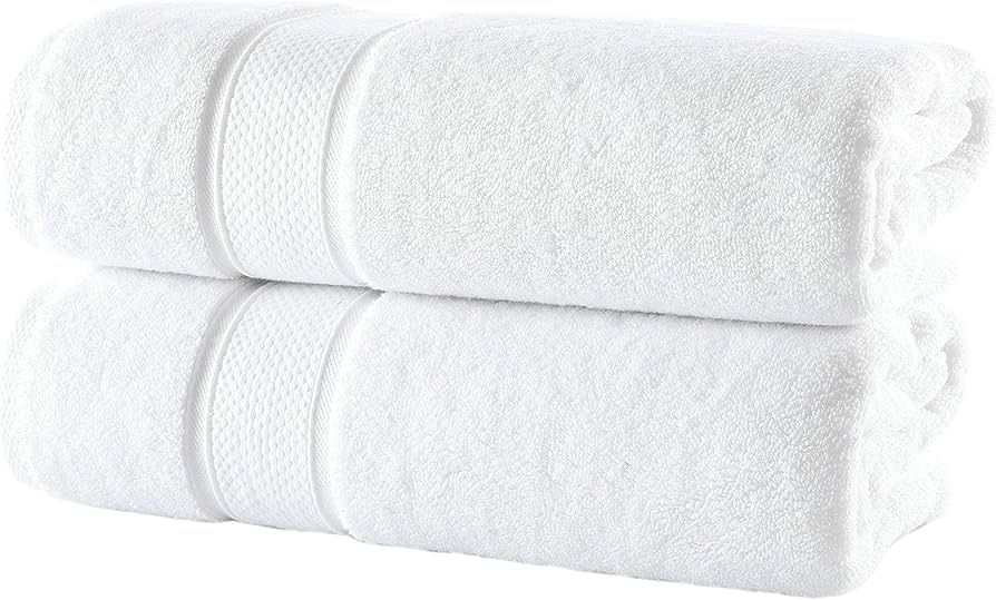 NOVA Luxury Linen - Hotel Quality Turkish Towel Set for Bathroom (2 Pcs Bath Towel Set, Pure Whit... | Amazon (US)