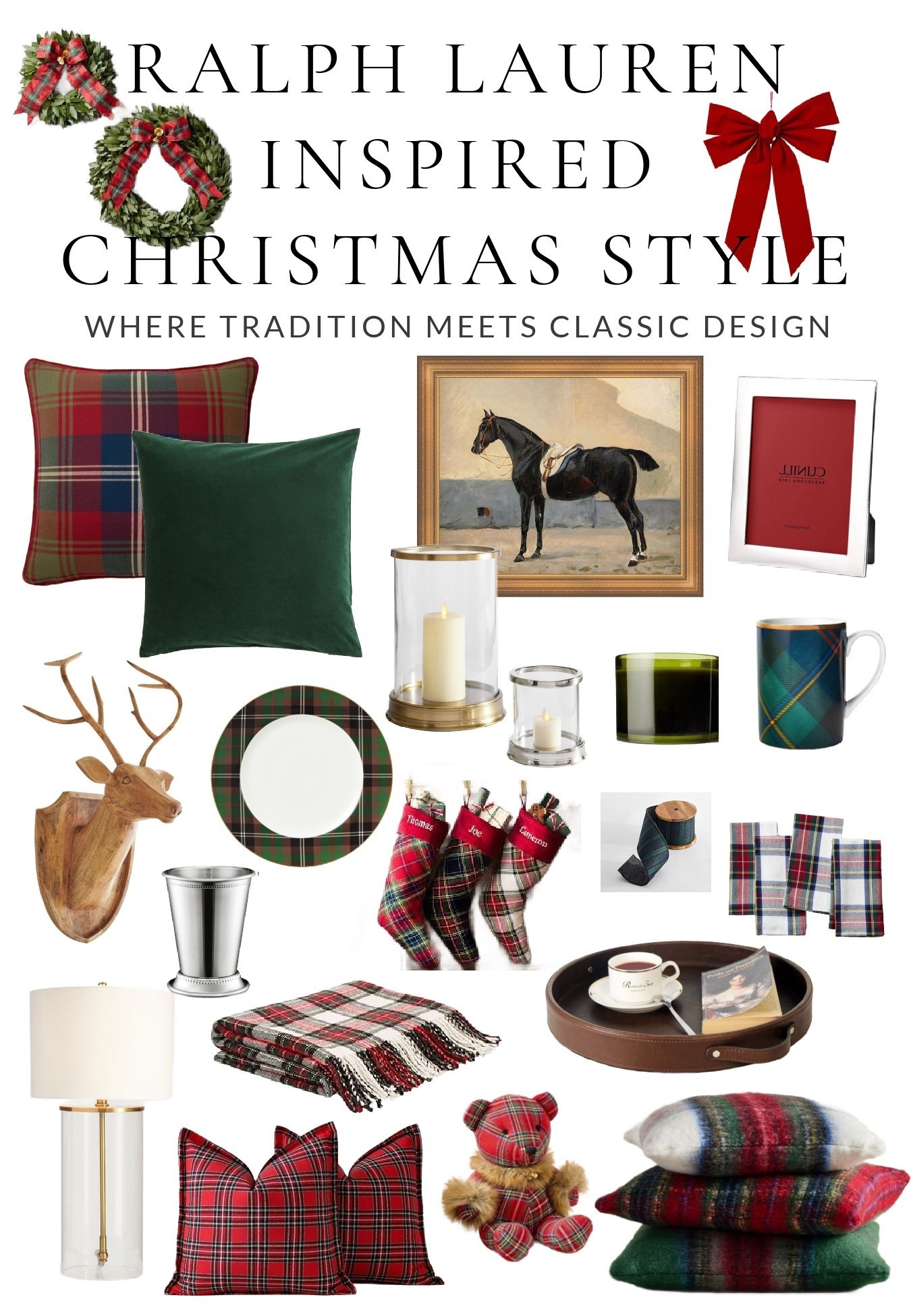 Ralph Lauren Christmas 

Classic Christmas decor with timeless Ralph Lauren style; plaid ribbon, greenery, brass, pillows, tree decor, mantel, living room

#ChristmasDecorIdeas 

#LTKFindsUnder50 #LTKHoliday #LTKHome