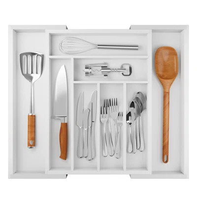 Luzius Bamboo Adjustable Expandable 8 Slot Flatware Drawer Organizer Silverware Organizer for Kitchen Utensils | Wayfair North America