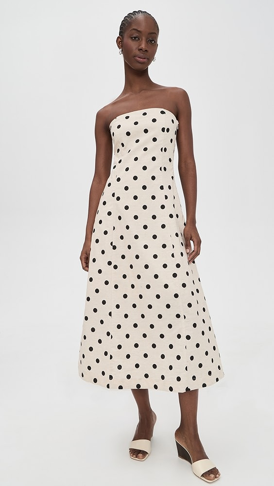Polka Dot Linen Strapless Dress | Shopbop
