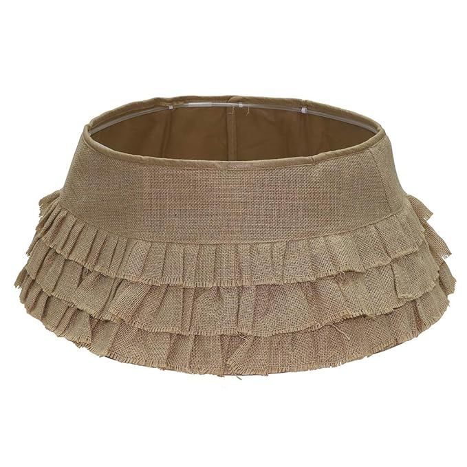 New Traditions - Burlap Stand Band Tree Collar W/Tiered Ruffles - TAN | Amazon (US)
