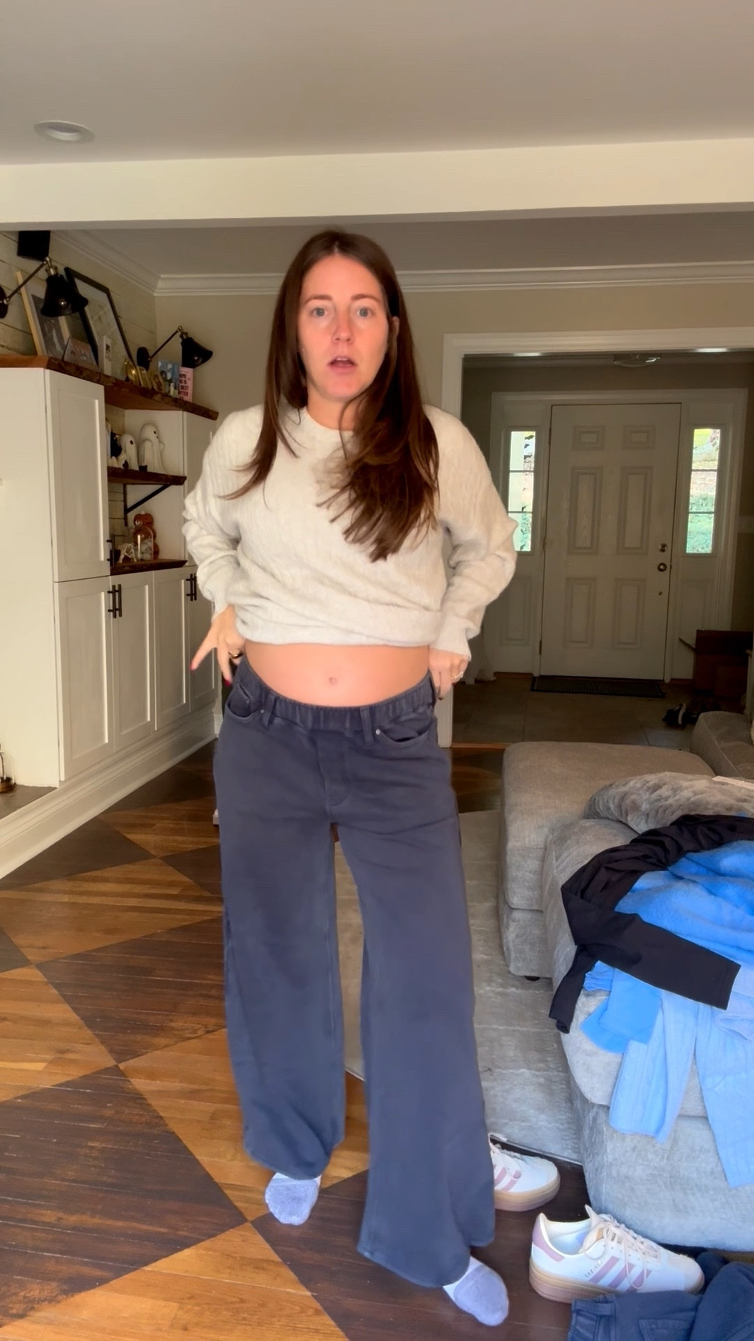 These sweatpants jeans are so comfy! Wearing size small, bump friendly! 

Nuuds code - LAUREN10 

#LTKFindsUnder50 #LTKStyleTip #LTKFindsUnder100