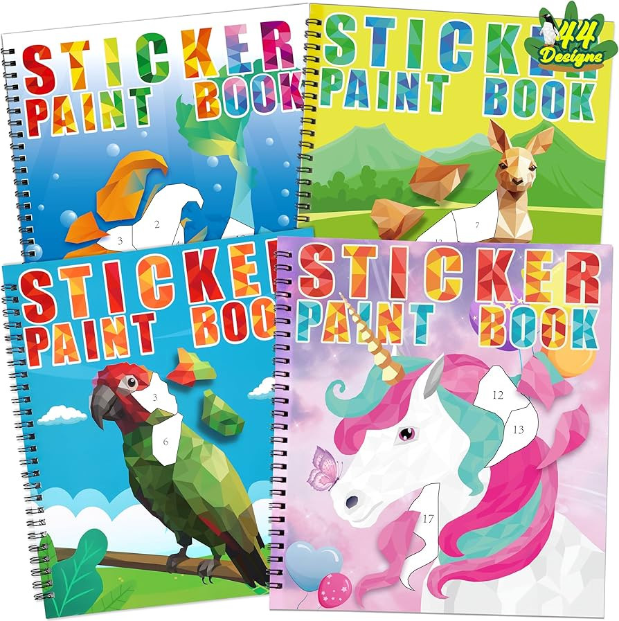 90shine 4PCS Sticker Books for Kids Ages 4-8 Sea-Maid Horned Horse Zoo Pet Themed Designs Party G... | Amazon (US)