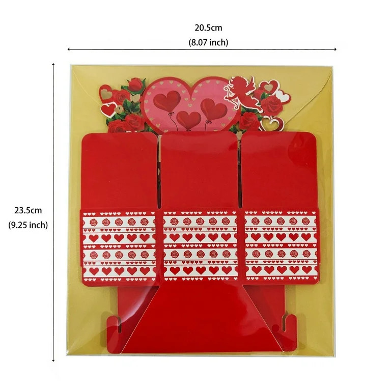Valentine's Day 3D Handcrafted Pop Up Card, Romantic Greeting with Envelope & Note Tag, Eco-Frien... | Walmart (US)
