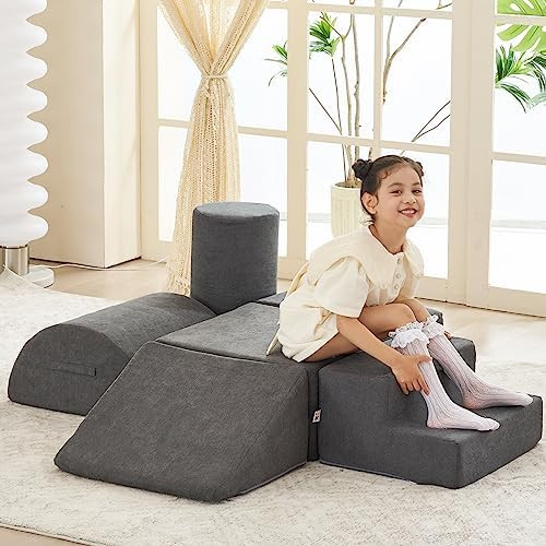 jela Foam Blocks 6Pcs Soft Play Equipment Luxury Miss Fabric, Toddler Climbing Toys Indoor Soft Play Climbing for Toddlers, Lightweight Climbing Blocks for Babies, Kids, Climb and Crawl Foam Playset | Amazon (US)