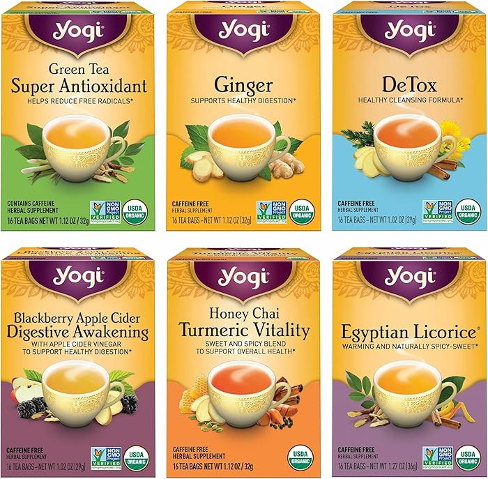 Yogi Digestion & DeTox Sampler Pack (6 Pack) - Wellness Support - Herbal & Green Tea - 96 Tea Bag... | Amazon (US)