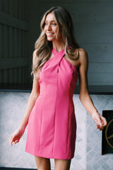 Crue Cross Neck Dress, Doll Pink | North & Main Clothing Company