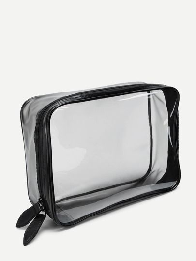 Transparente Make-up Tasche mit doppeltem Reißverschluss | SHEIN