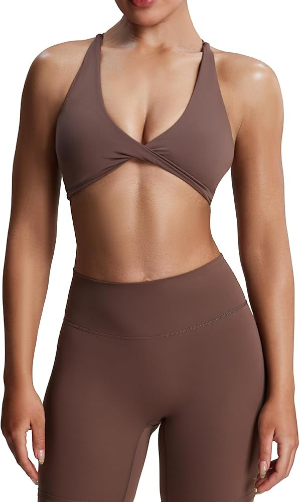 Aoxjox Women's Workout Sports Bras Fitness Sienna Low Impact Bra Yoga Crop Tank | Amazon (US)