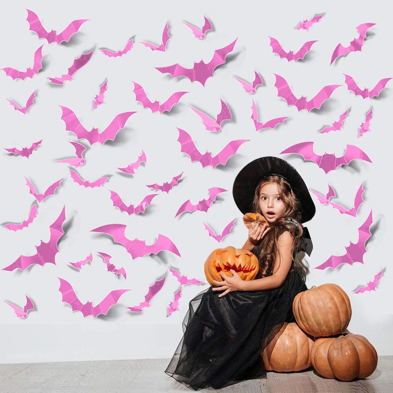 Halloween Decorations 3D Bats Pink And Black Halloween Decorations Outdoor Indoor Halloween | Walmart (US)