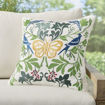 Wilder Bird & Butterfly Outdoor Pillow | Grandin Road | Grandin Road