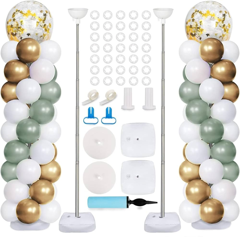 AerWo Metal Balloon Column Kit Set of 2, Adjustable 81inch Arch Balloon Column Stand Balloon Arch... | Amazon (US)
