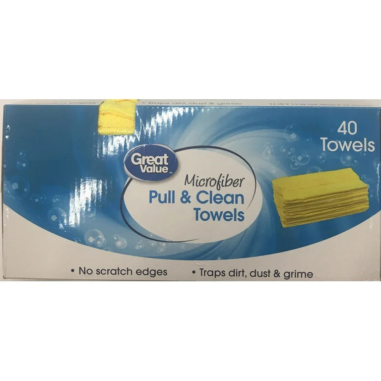 Great Value Pull & Clean Microfiber All-purpose Cleaning Towels, 40 Count, Yellow - Walmart.com | Walmart (US)