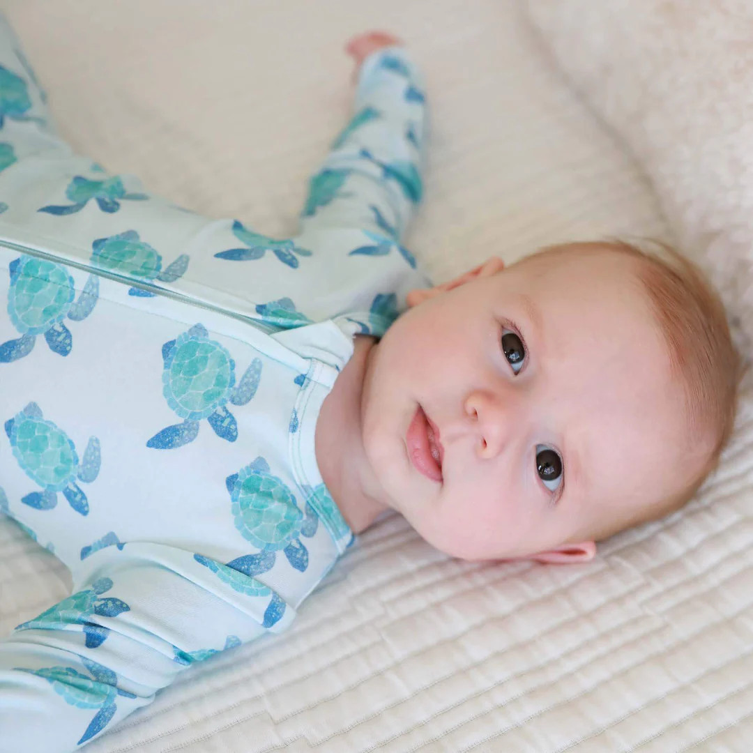 Tropical Turtles Zipper Footie | Caden Lane