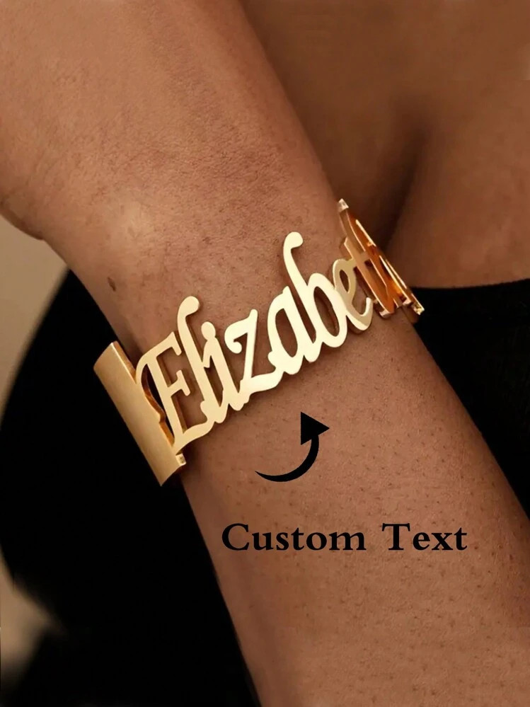 Custom Exaggerated Bangle Stainless Steel For Women Personalized Name Bracelet Charm Cuff Bangles Waterproof Infinity Jewelry Gold Stylish,Fall Fashion,Vintage,Unisex,Simple,Casual,Hipster,Goth,Punk Custom,Personalized,Unique Ideal Gifts For Her Her,Boyfriend,Girlfriend,Dad,Mom,Family,Friends,Pets,Son,Daughter,Grandparents For Anniversaries,For Valentine's Day,For Mother's Day,For Birthdays,For Graduation,For Father's Day,For Weddings,For Daily Wear,For Party,For Prom | SHEIN