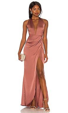 Nookie Stella Plunge Gown in Mocha from Revolve.com | Revolve Clothing (Global)