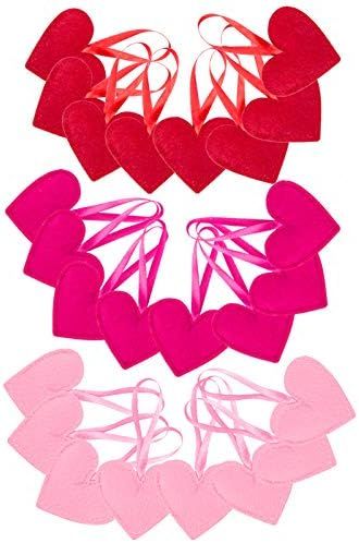 Apipi Set of 24 Valentine's Day Felt Heart Ornaments- Red Rose Pink Valentines Heart Ornaments Fe... | Amazon (US)