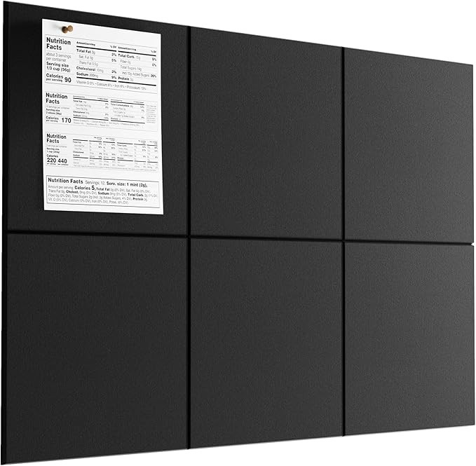 MaxGear Large Cork Board for Wall 36" x 24", Black Bulletin Board, 6 Pack Felt Wall Tiles with Pu... | Amazon (US)