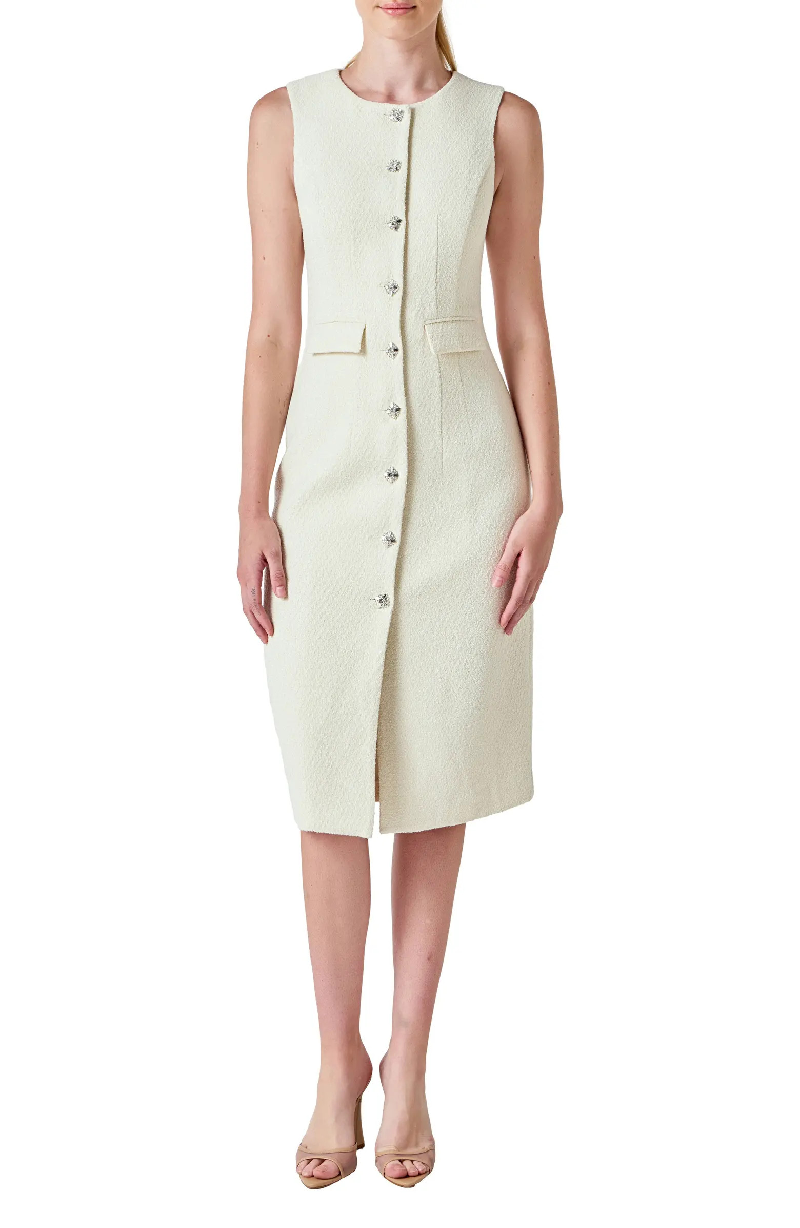 Endless Rose Sleeveless Tweed Midi Dress | Nordstrom | Nordstrom