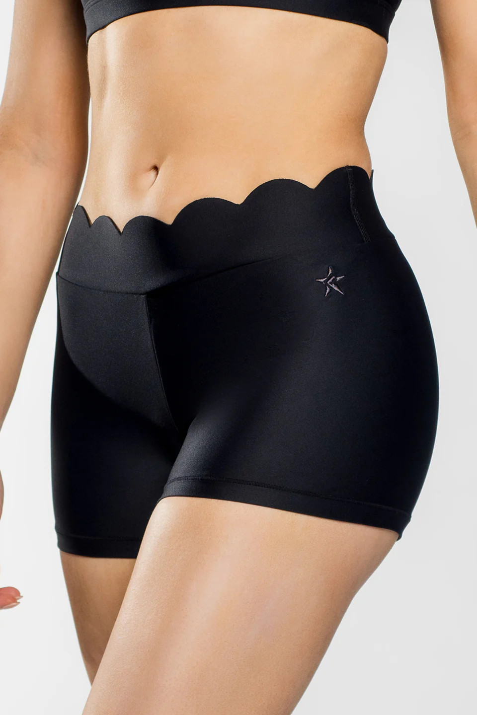 Scalloped Compression Short in Black | Rebel Athletic