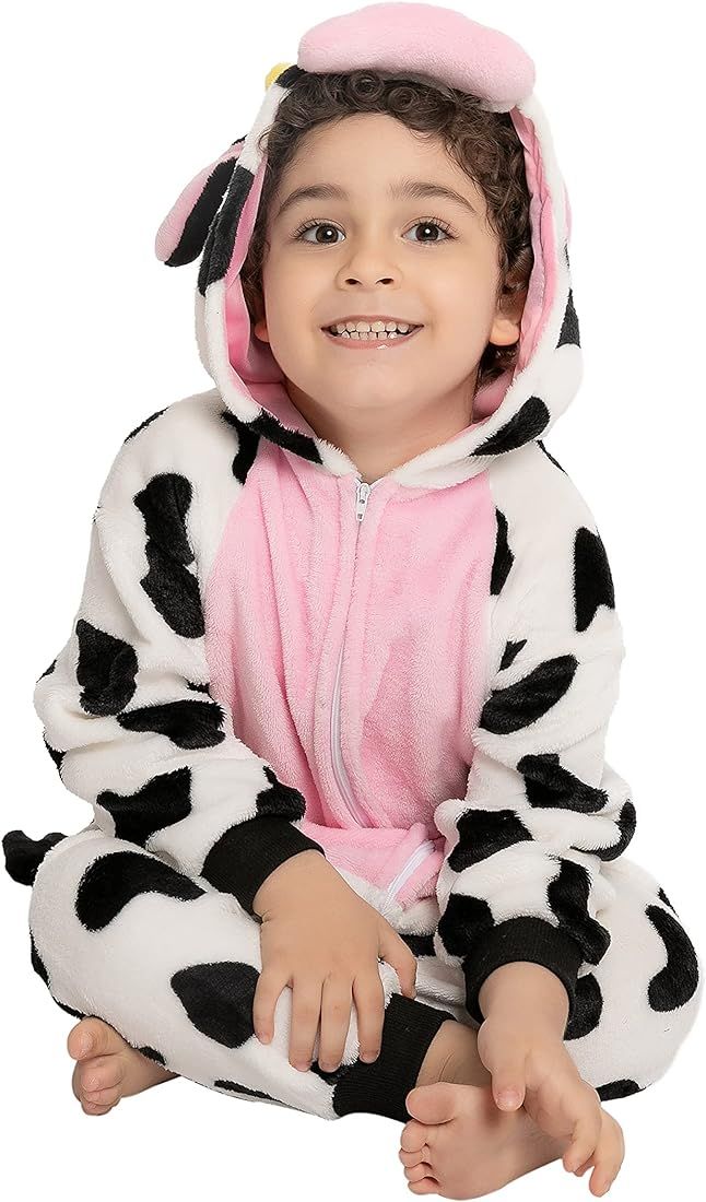 Baby Cow Animal Costume Pajama Onesie Hooded Romper Plush Onesie for Toddler Infants One Piece Co... | Amazon (US)