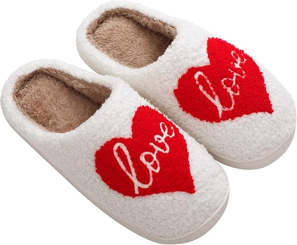 Valentines Heart Slippers for Women Valentines Plush Non Skid House Slippers for Galentine's day | Amazon (US)