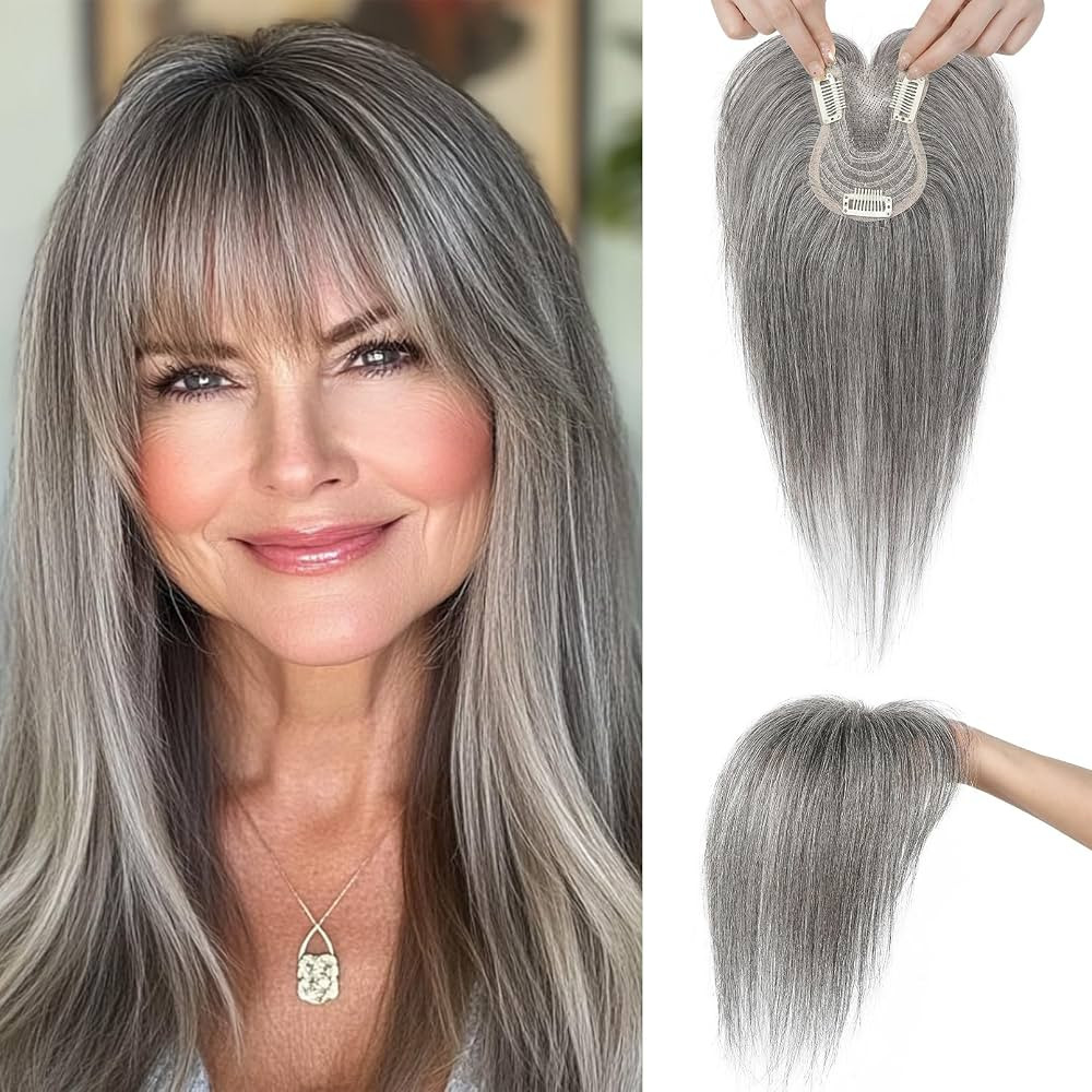SEIKEA Hair Toppers for Women Real Human Hair, 10" Clip in Bangs Hand-tied Base 1.4 * 2.2inch Nat... | Amazon (US)