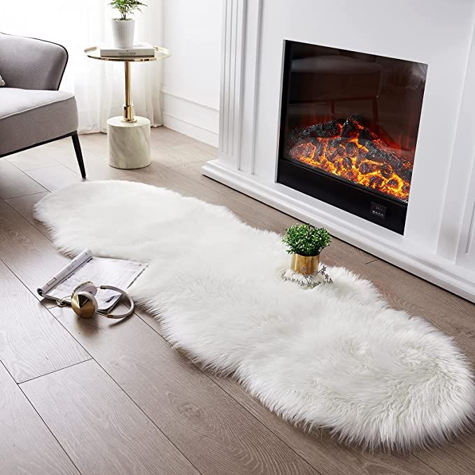 SERISSA Ultra Soft Fluffy Rug White Faux Sheepskin Fur Area Rug Shaggy Couch Cover Seat Cushion F... | Amazon (US)