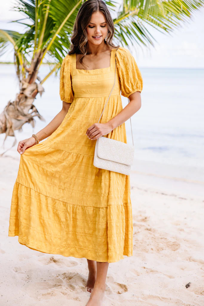 Think About It Yellow Midi Dress | The Mint Julep Boutique
