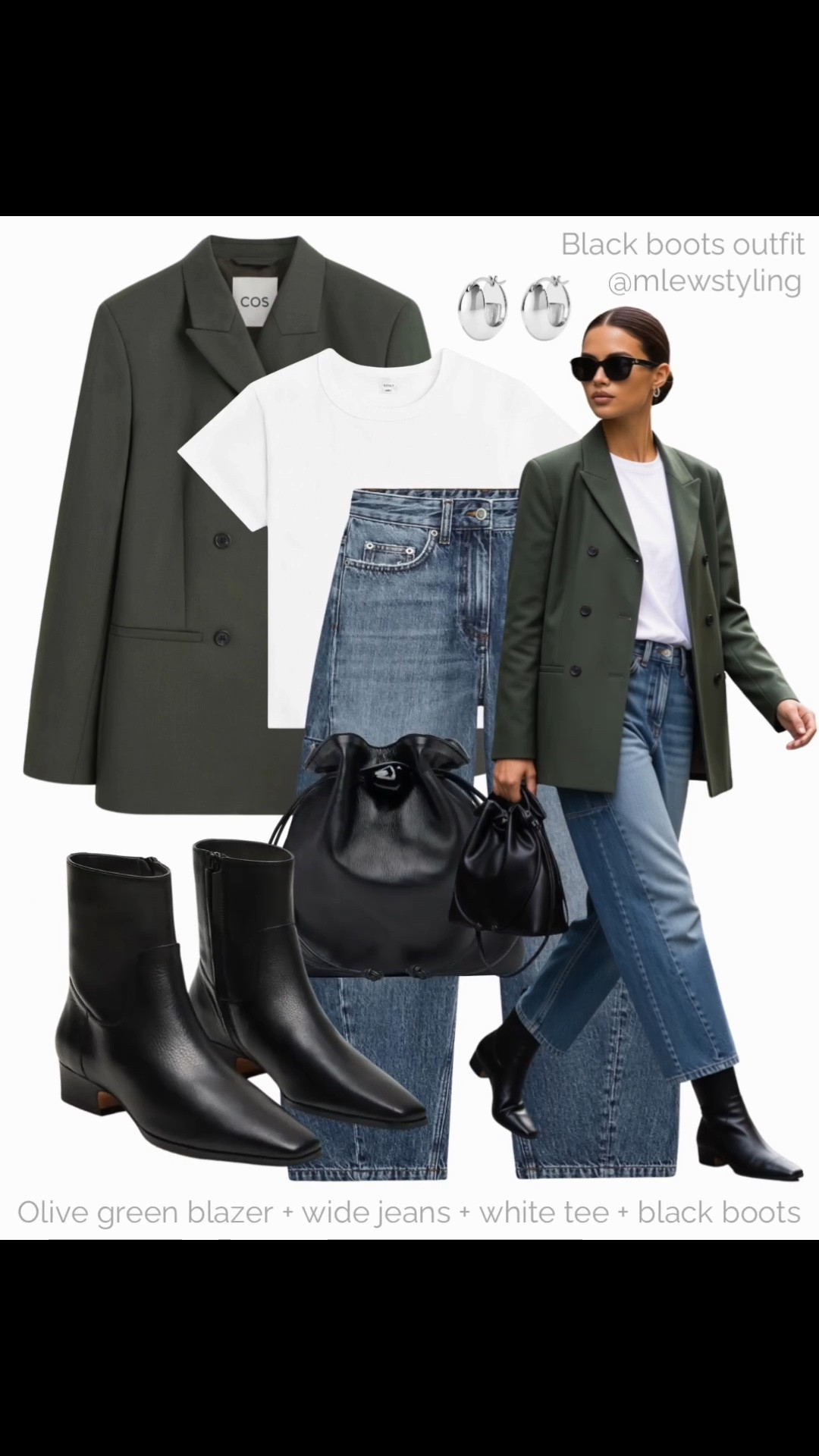 Elevated fall outfit with black boots 🖤

Tags: Steve Madden flat boots, Zara wide leg jeans, Leset white tee, olive green blazer, pouch bag, casual workwear, autumn office outfit

#LTKjeans #LTKfall #LTKshoes