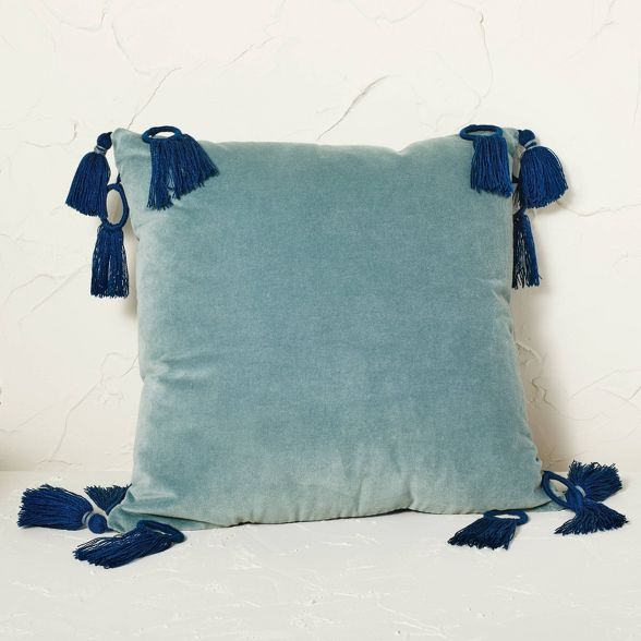 Light Blue Tassel Throw Pillow  | Target