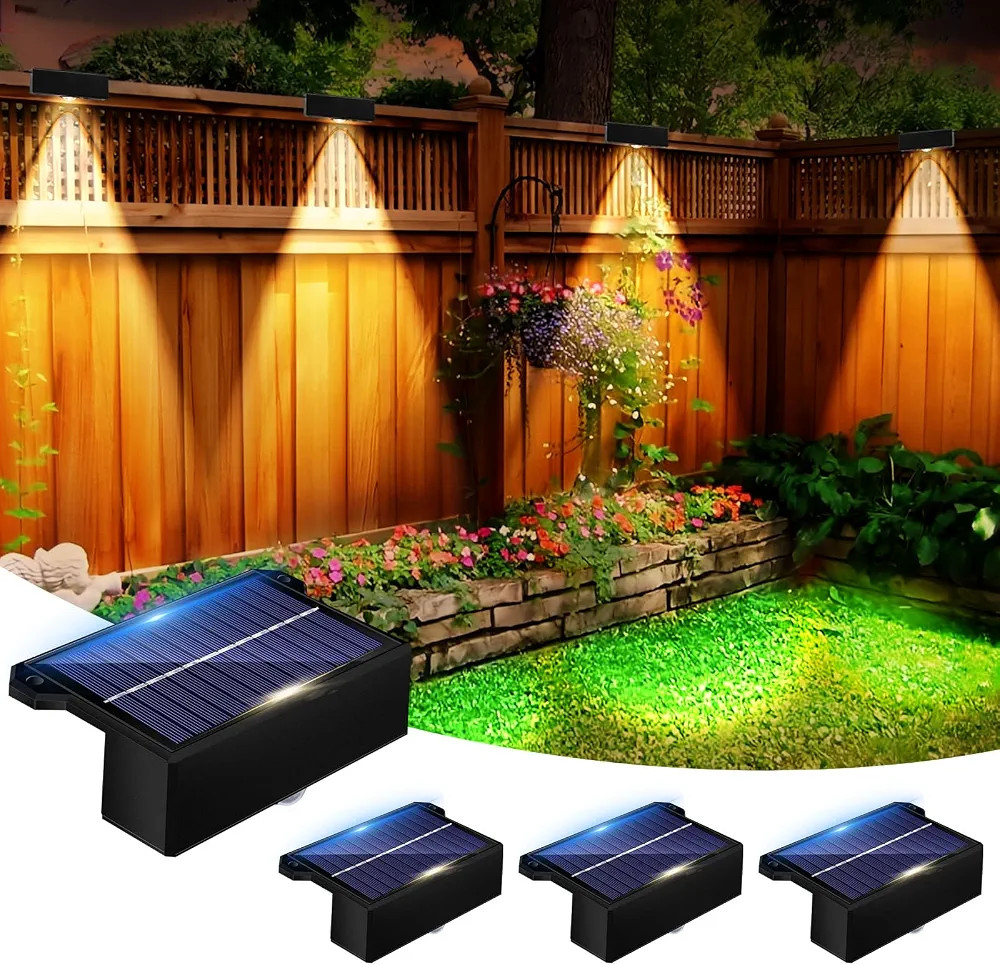 Solar Fence Lights Outdoor Decorations, Solar Wall Light Waterproof LED, Solar Powered Deck Light... | Amazon (US)