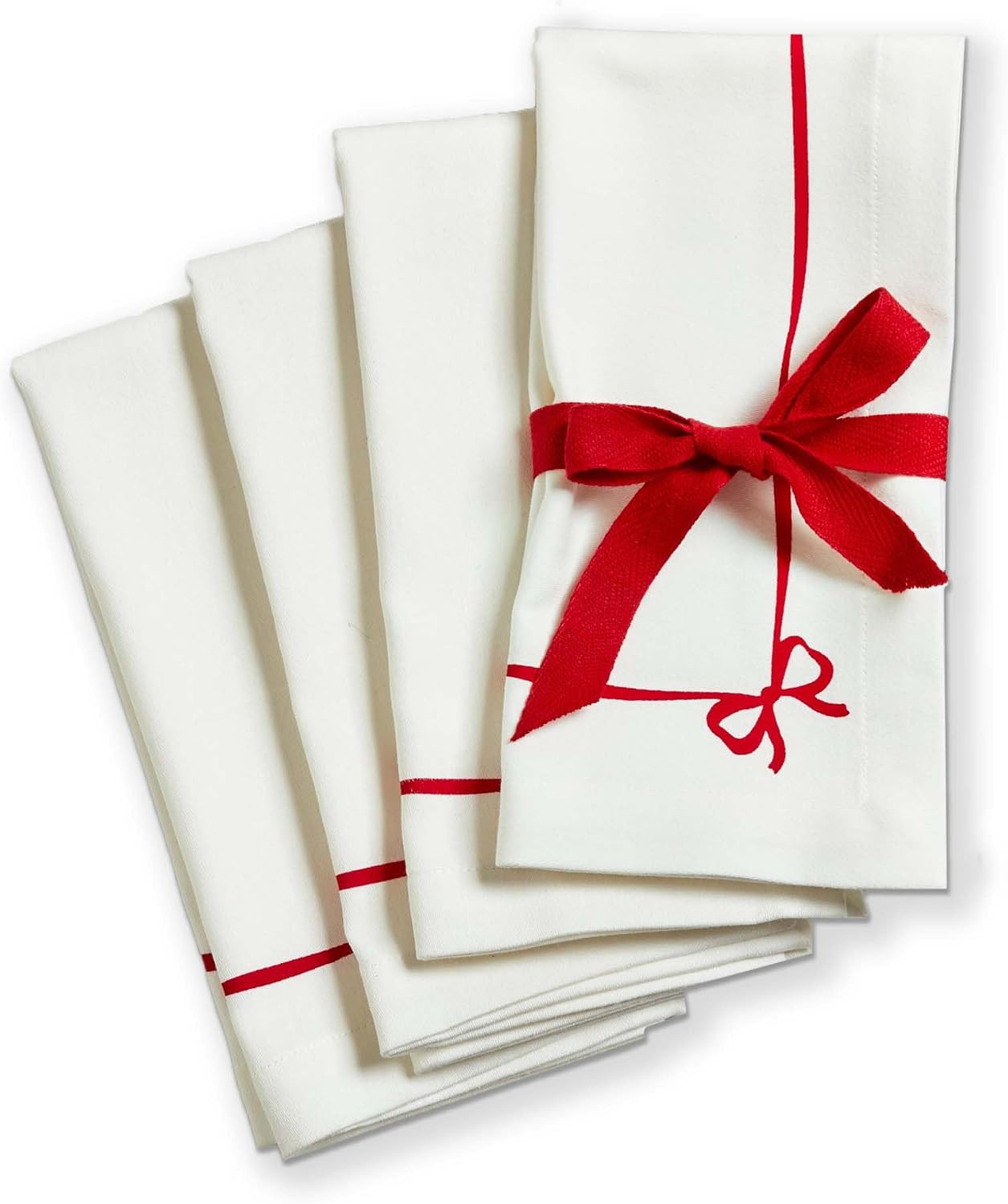 tag Very Merry Bow Napkin Set Cotton Kitchen Textiles Christmas Cloth Napkins White Multi Machine Wash 20x20 Inches White Multi | Amazon (US)