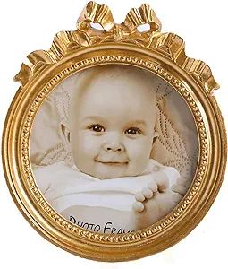 Kangce Picture Frames 3.5x3.5 Vintage Picture Frames Round Picture Frames Small Gold Picture Fram... | Amazon (US)