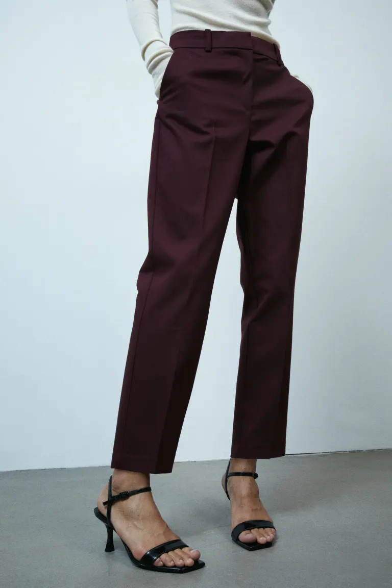 Cigarette trousers - Burgundy - Ladies | H&M GB | H&M (UK, MY, IN, SG, PH, TW, HK)