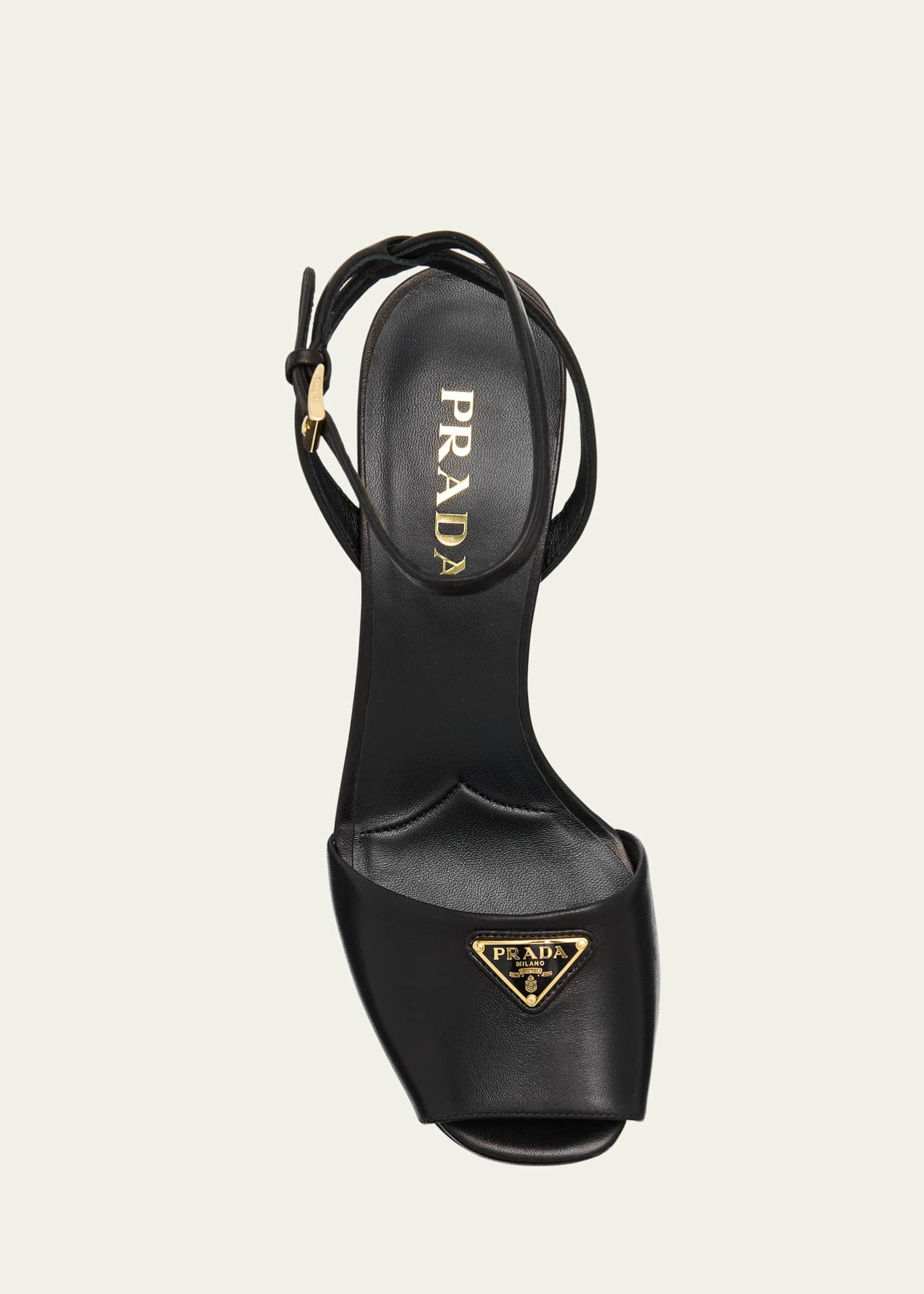 Prada Nappa Triangle Peep-Toe Platform Sandals | Bergdorf Goodman