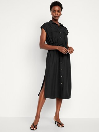 Waist-Defined Utility Midi Shirt Dress | Old Navy (CA)
