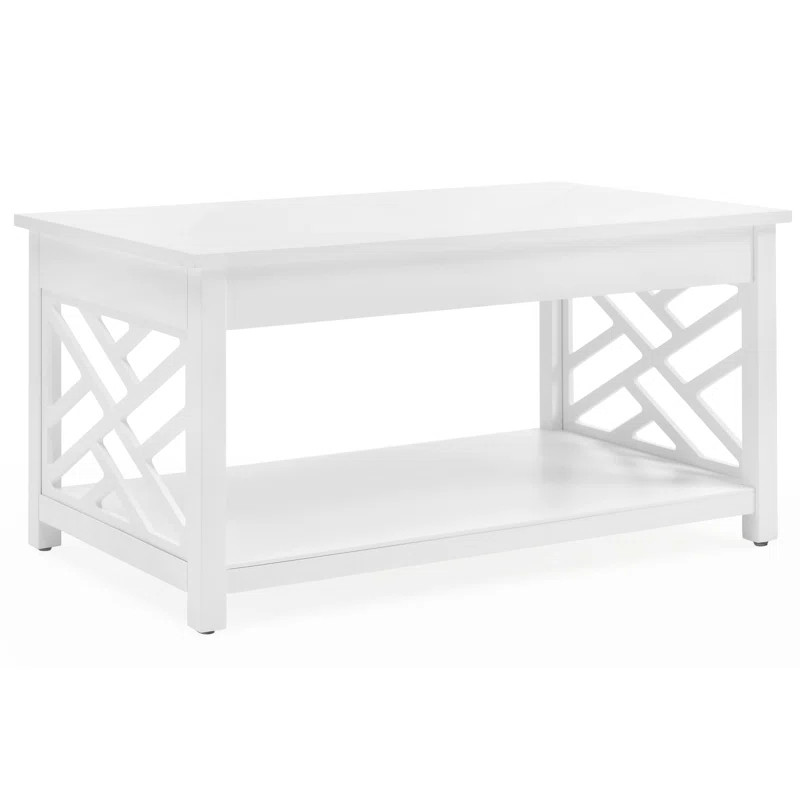 White Lund 4 Legs Coffee Table with Storage | Wayfair Professional