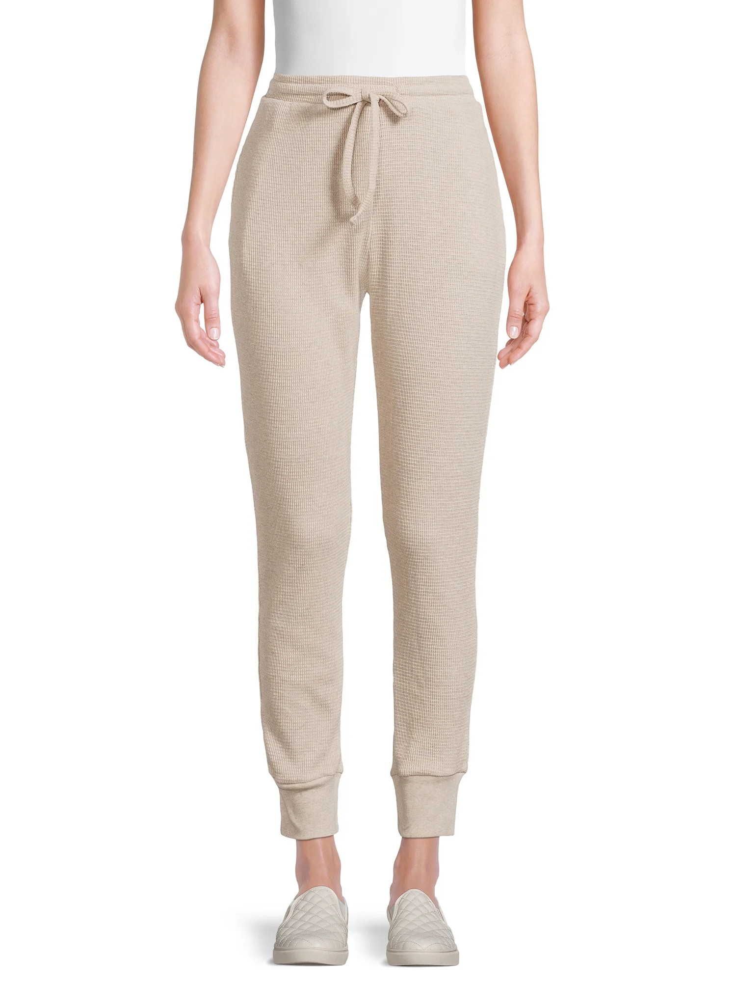 Hanes Women's Relaxed Fit Waffle Knit Thermal Jogger Pants - Walmart.com | Walmart (US)