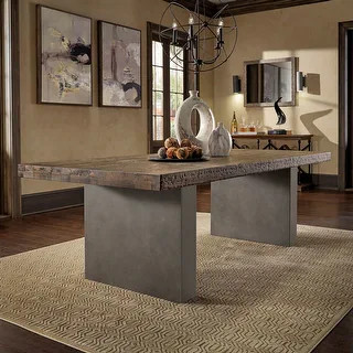 Blake Reclaimed Wood and Concrete Dining Table by iNSPIRE Q Artisan - Brown - Bed Bath & Beyond -... | Bed Bath & Beyond