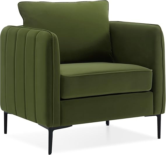 Olive Green Accent Chairs for living room, Modern Upholstered Accent Chair Comfy Velvet Armchair ... | Amazon (US)