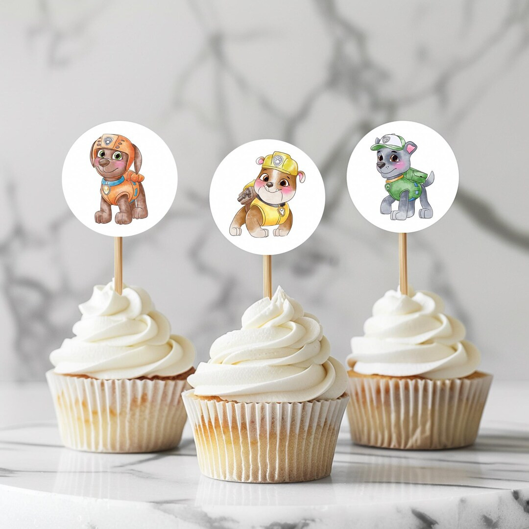 Kids Birthday Cupcake Toppers Paw-ty Theme Cakes Toddler Birthday Party Printable Cake Decor Inst... | Etsy (US)