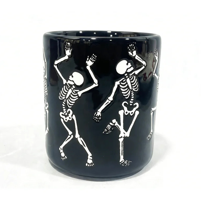Way To Celebrate Halloween Dancing Skeleton Stoneware Mug, Black, 18.7 oz | Walmart (US)