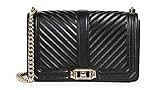 Rebecca Minkoff Women's Chevron Quilted Love Crossbody Bag, Black/Gold, One Size | Amazon (US)