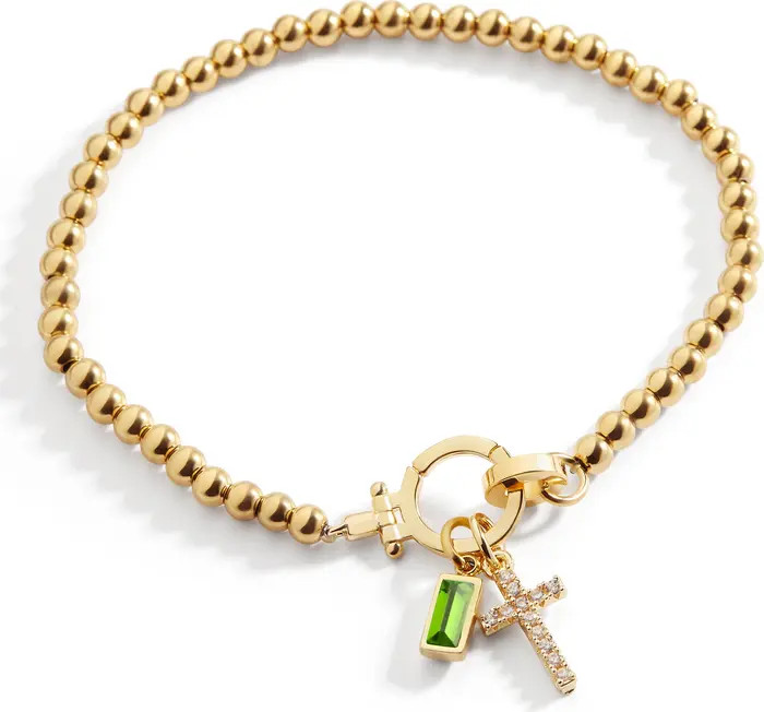 Cross Charm Birthstone Bracelet | Nordstrom