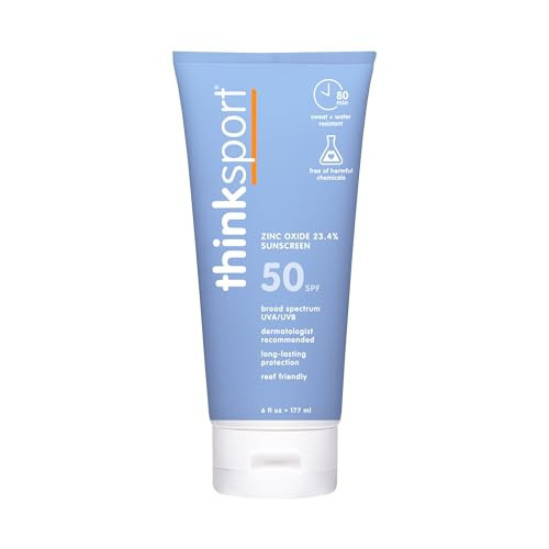 Thinksport SPF 50+ Mineral Sunscreen – Safe, Natural Sunblock for Sports & Active Use - Water Resistant Sun Cream –UVA/UVB Sun Protection – Vegan, Reef Friendly Lotion, 6oz | Amazon (US)