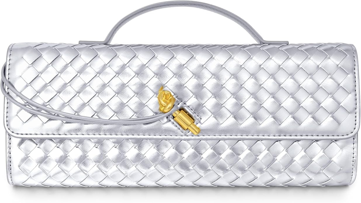 Joryin Woven Purse for Women Evening Clutch Woven Leather Handbags Crossbody Bag Purse Formal Eve... | Amazon (US)