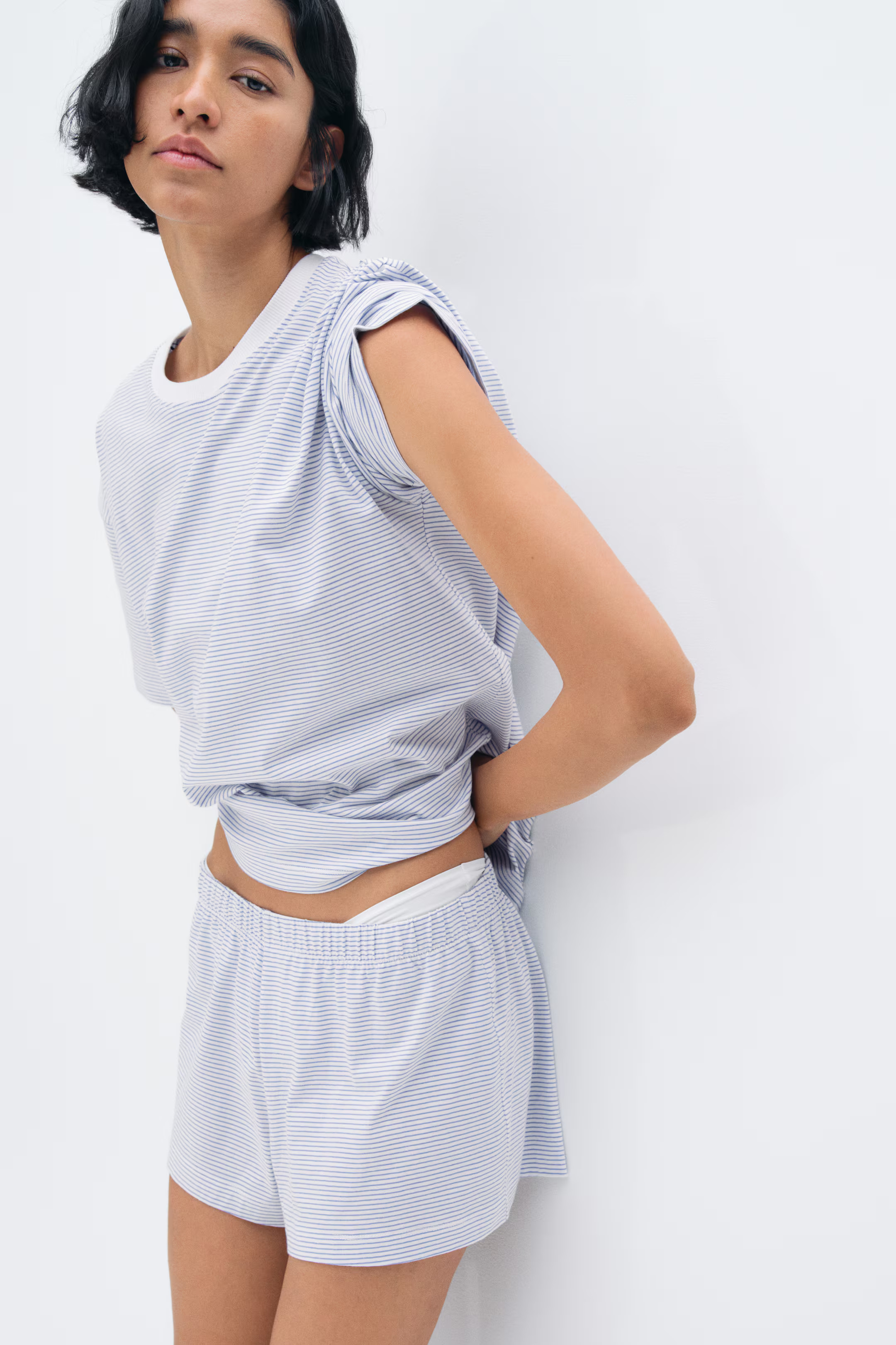 Printed Pajamas - White/blue striped - Ladies | H&M US | H&M (US + CA)